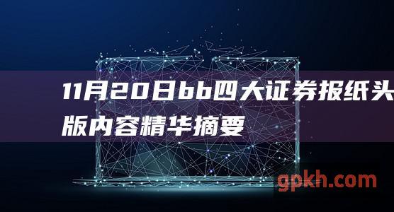 11月20日 b b 四大证券报纸头版内容精华摘要