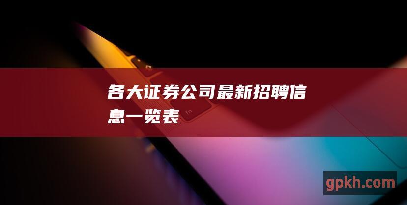 各大证券公司最新招聘信息一览表